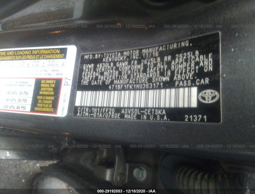 4T1BF1FK1HU363171