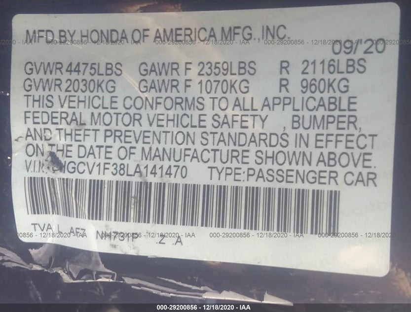 1HGCV1F38LA141470