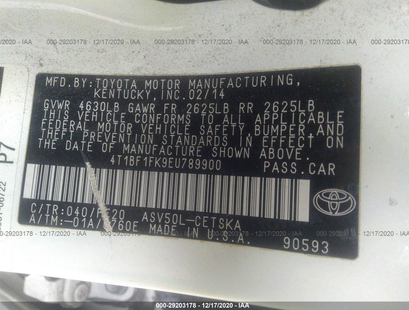 4T1BF1FK9EU789900