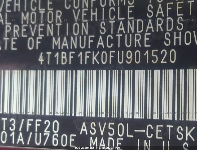 4T1BF1FK0FU901520