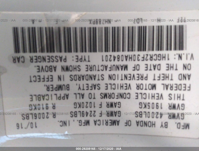 1HGCR2F30HA084201