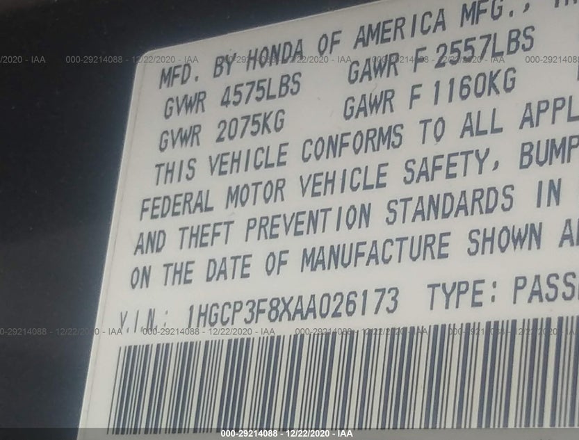 1HGCP3F8XAA026173