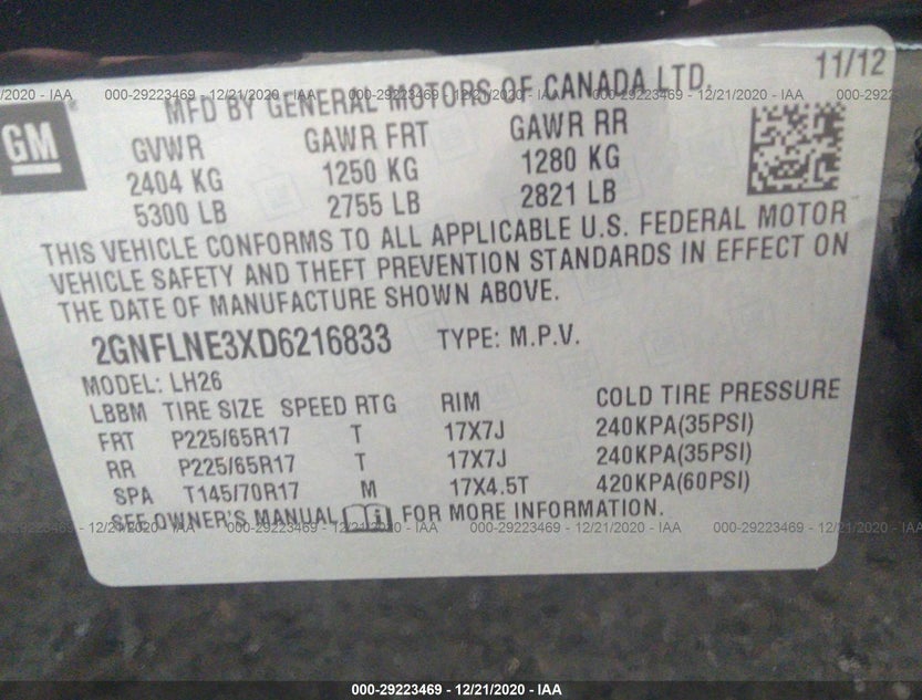 2GNFLNE3XD6216833