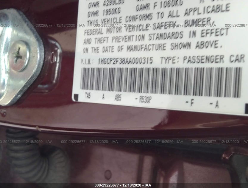 1HGCP2F38AA000315