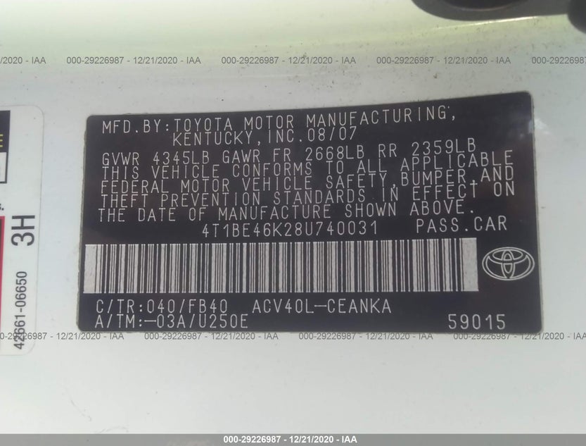 4T1BE46K28U740031