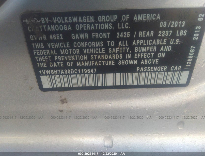 1VWBN7A30DC119647