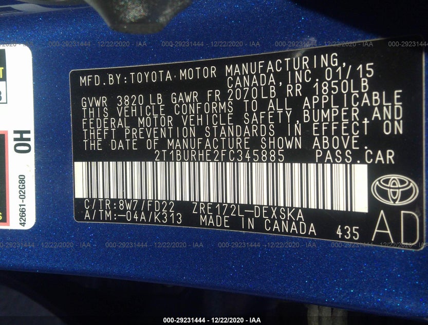 2T1BURHE2FC345885
