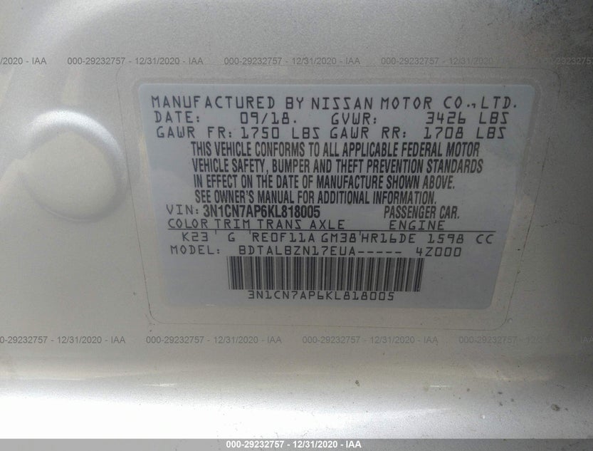 3N1CN7AP6KL818005
