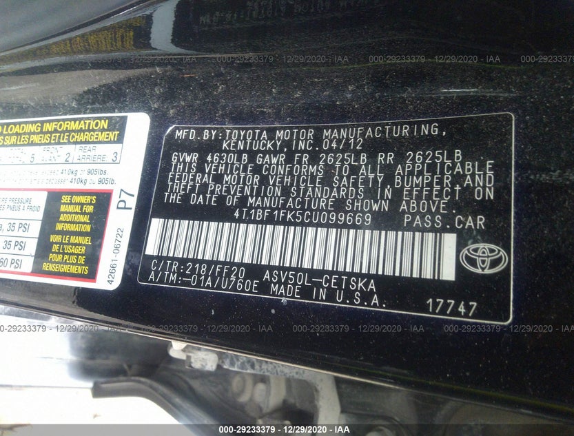 4T1BF1FK5CU099669