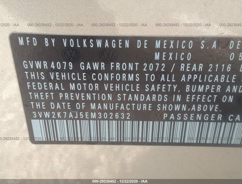 3VW2K7AJ5EM302632