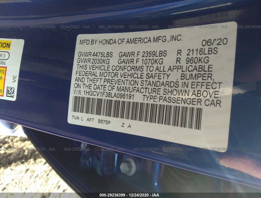1HGCV1F38LA096191