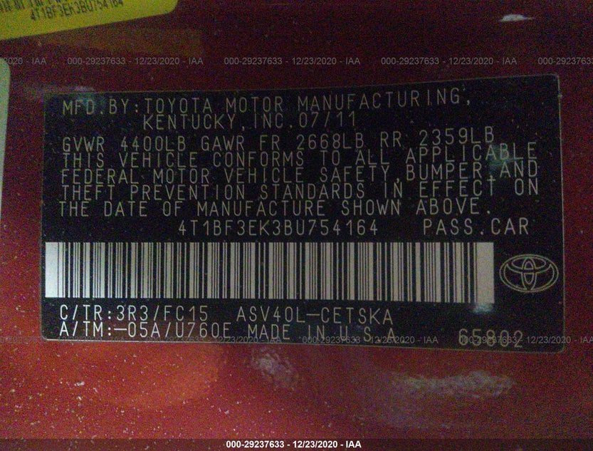 4T1BF3EK3BU754164