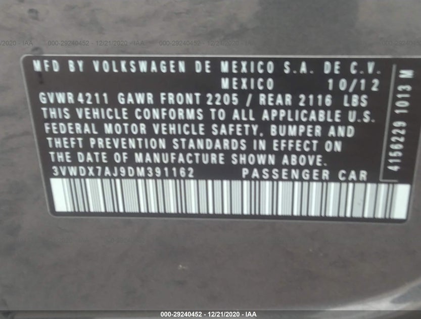 3VWDX7AJ9DM391162