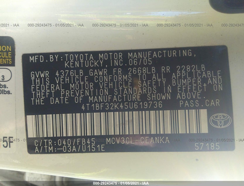 4T1BF32K45U619736