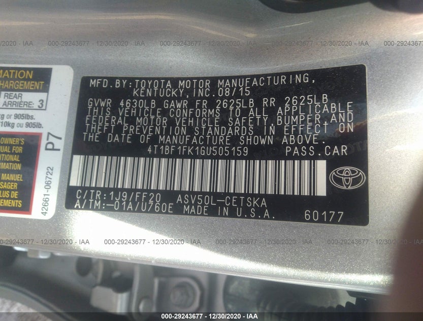 4T1BF1FK1GU505159