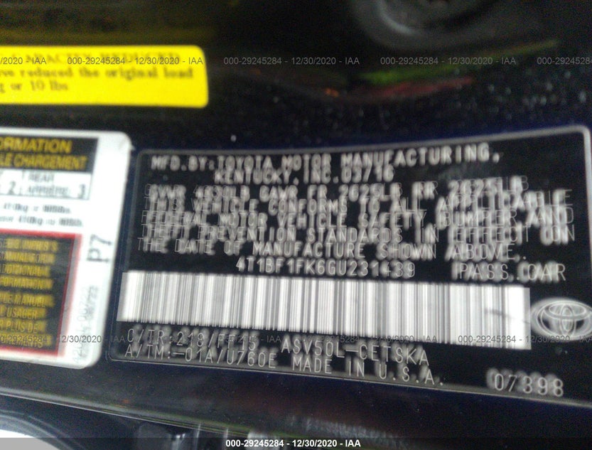 4T1BF1FK6GU231439