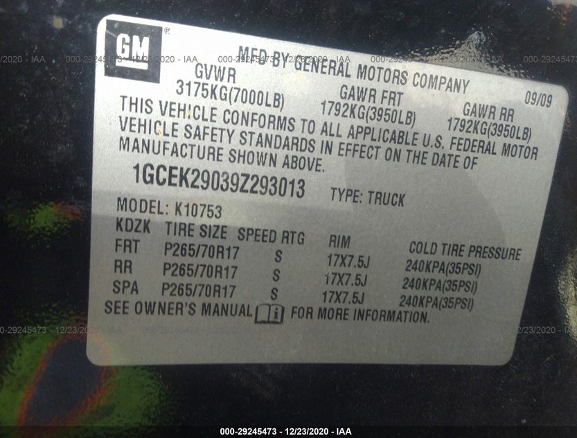 1GCEK29039Z293013