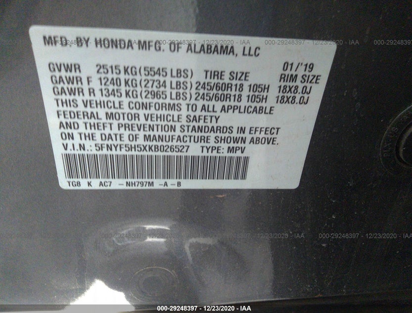 5FNYF5H5XKB026527