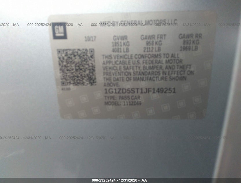 1G1ZD5ST1JF149251