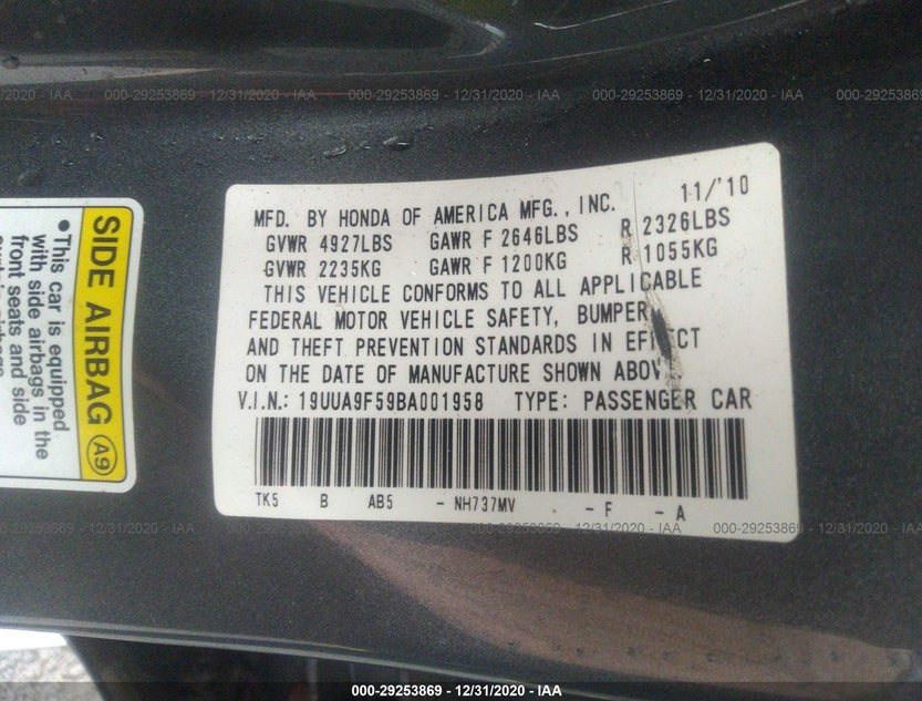 19UUA9F59BA001958