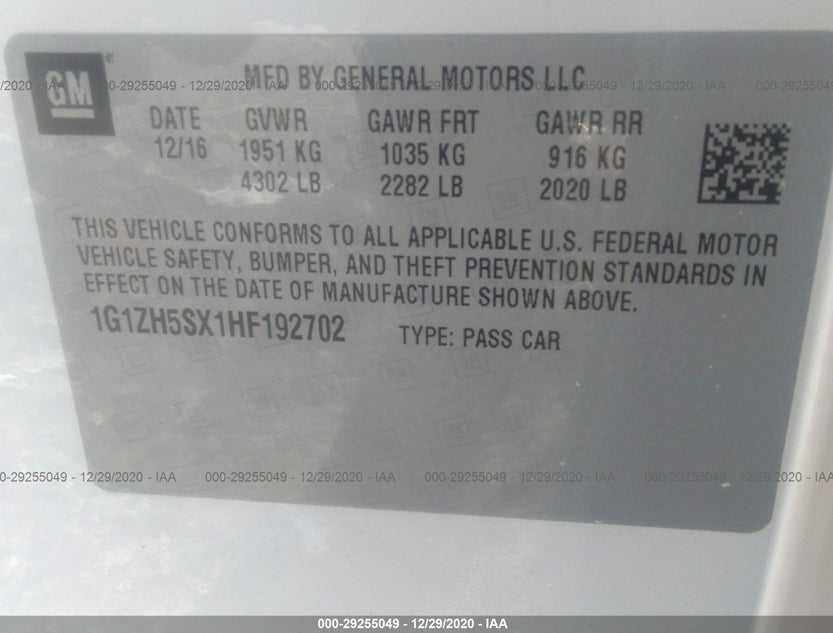 1G1ZH5SX1HF192702