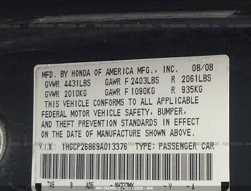 1HGCP26869A013376
