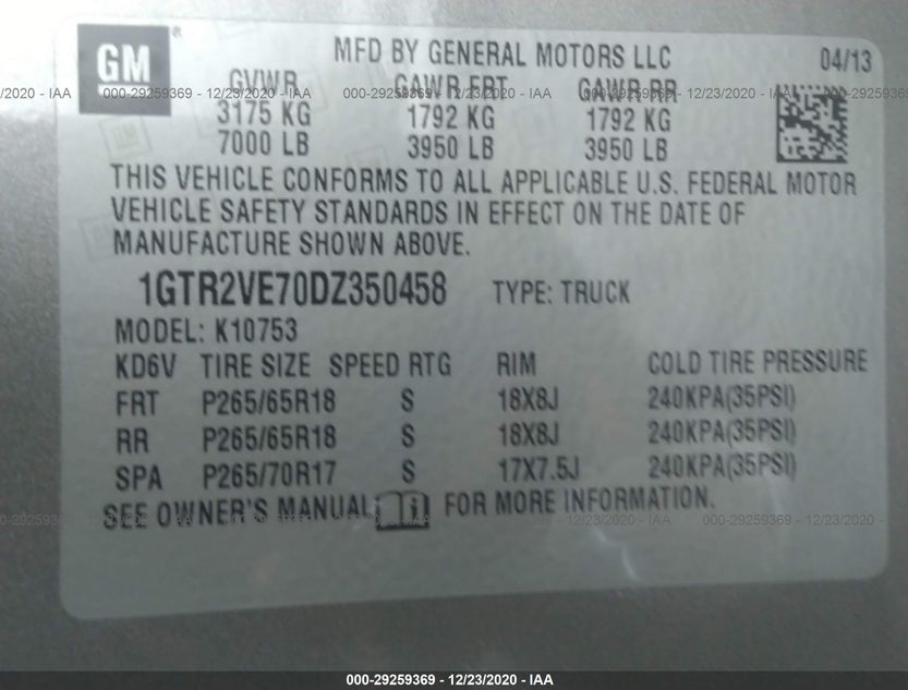 1GTR2VE70DZ350458