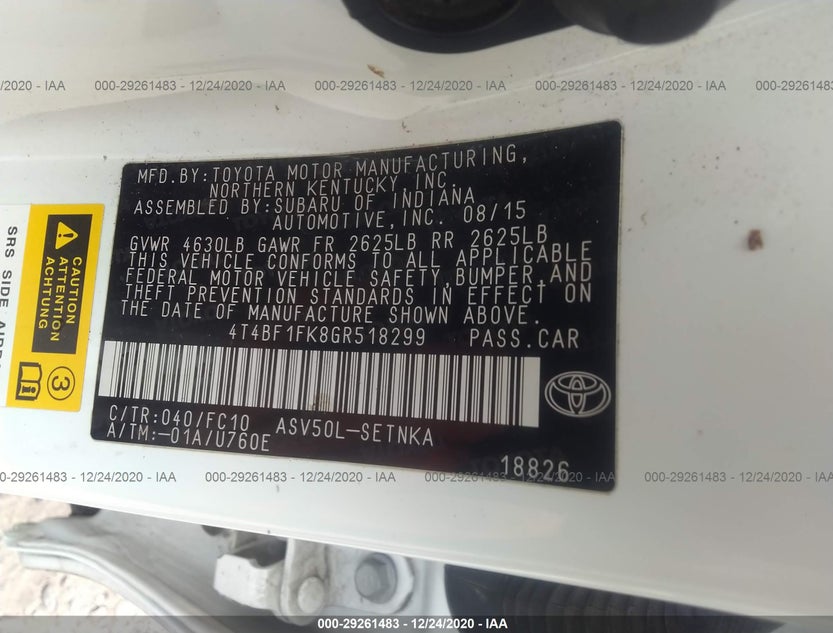4T4BF1FK8GR518299