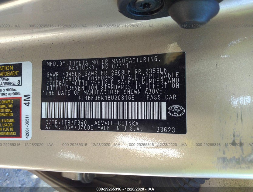 4T1BF3EK1BU208169