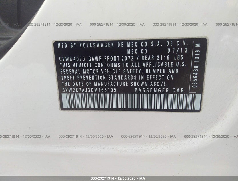 3VW2K7AJ3DM265109