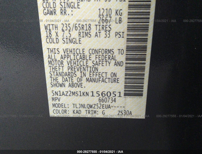 5N1AZ2MS1KN156051