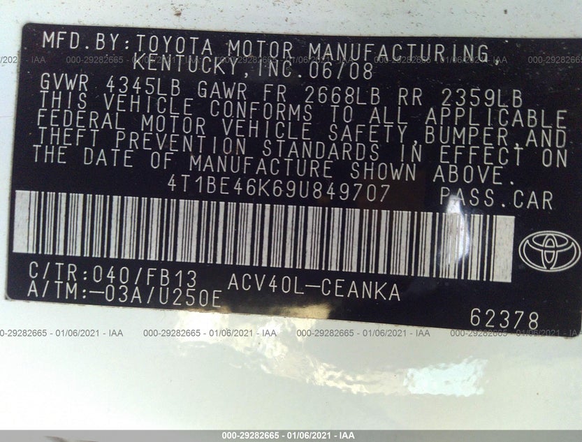 4T1BE46K69U849707