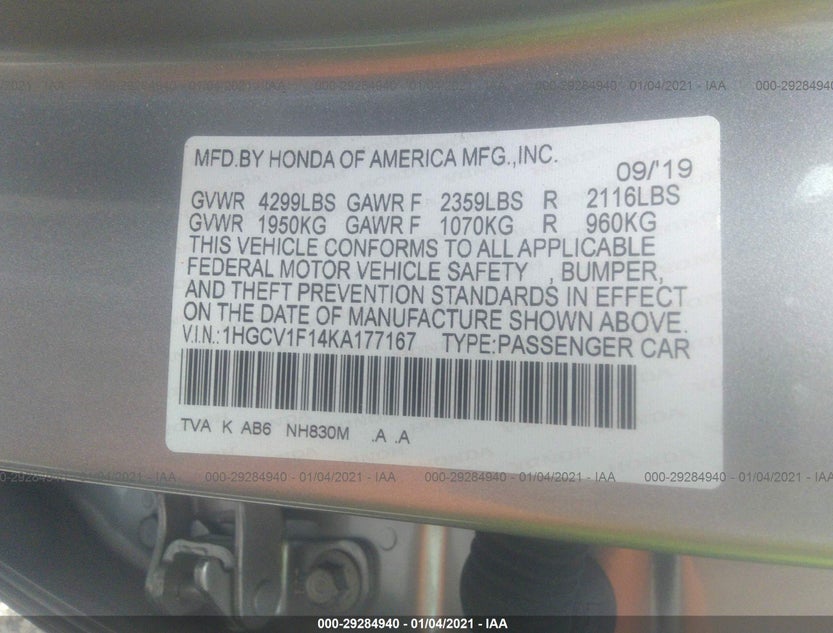 1HGCV1F14KA177167