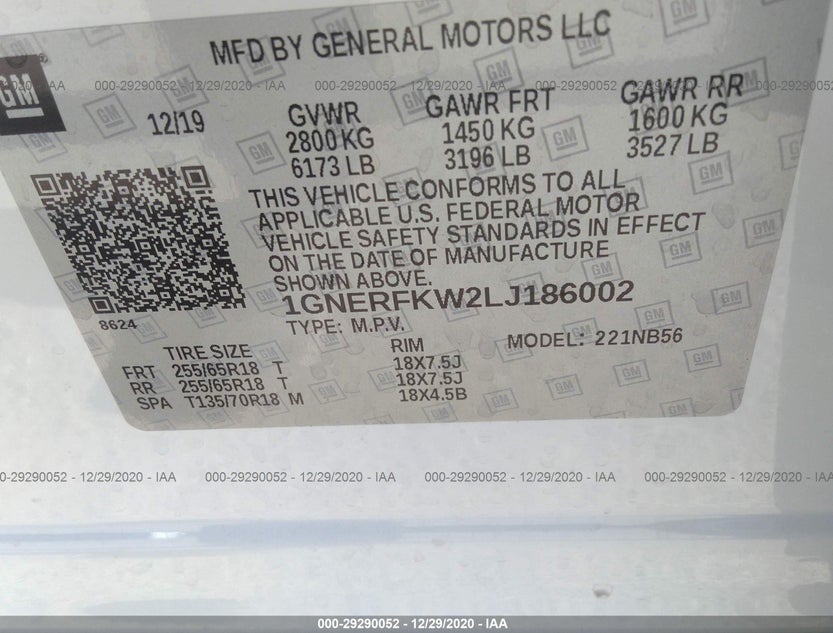 1GNERFKW2LJ186002