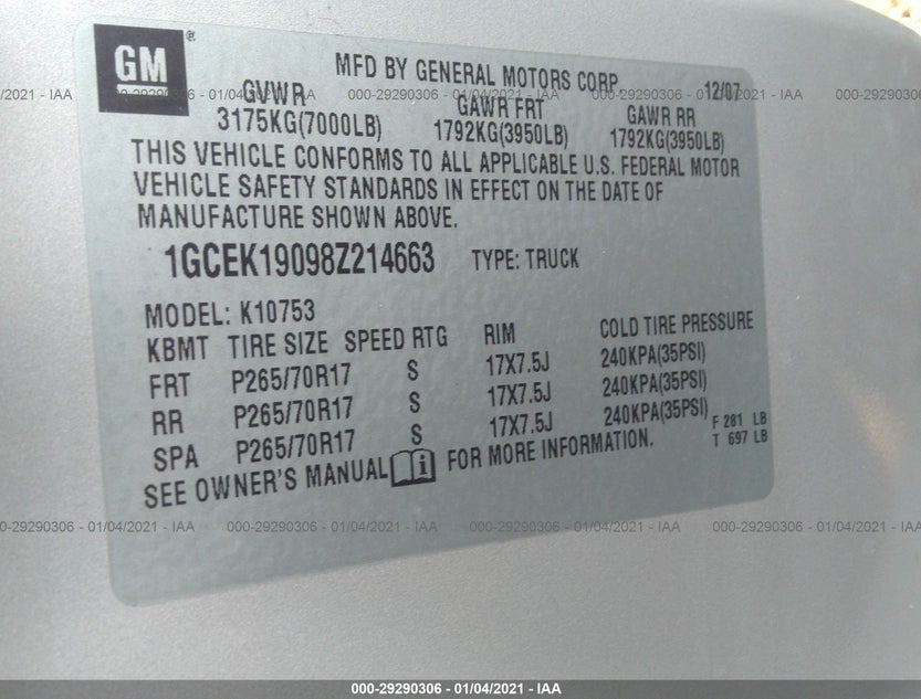 1GCEK19098Z214663
