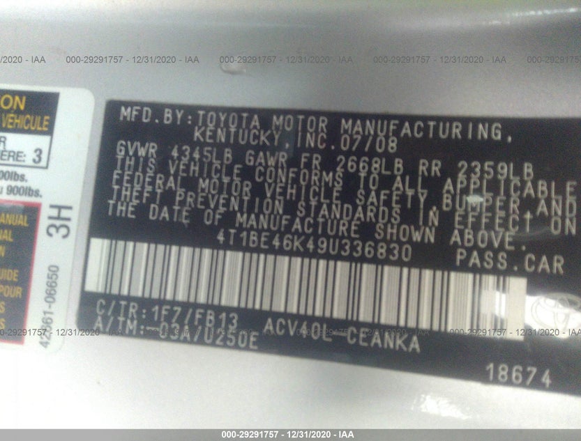 4T1BE46K49U336830