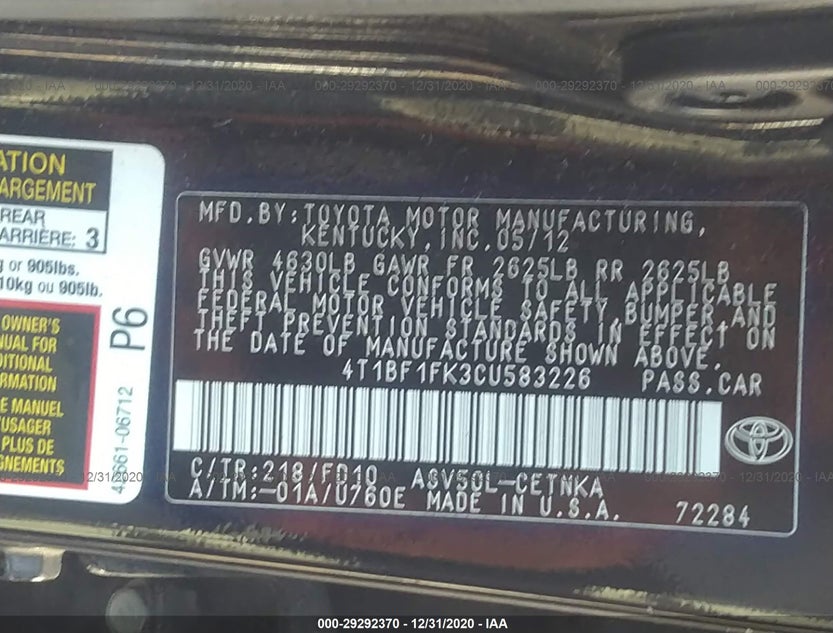 4T1BF1FK3CU583226