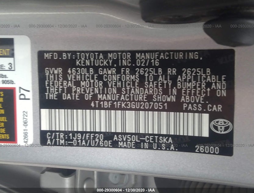 4T1BF1FK3GU207051