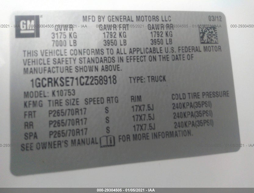 1GCRKSE71CZ258918