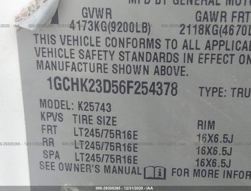 1GCHK23D56F254378