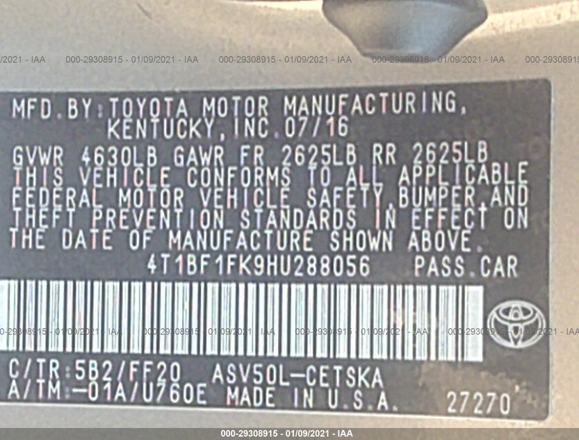 4T1BF1FK9HU288056