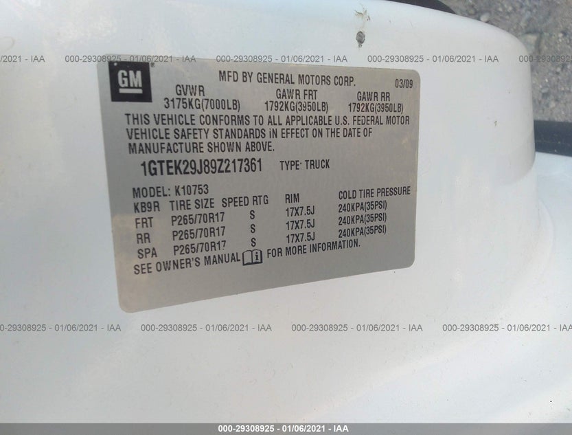 1GTEK29J89Z217361