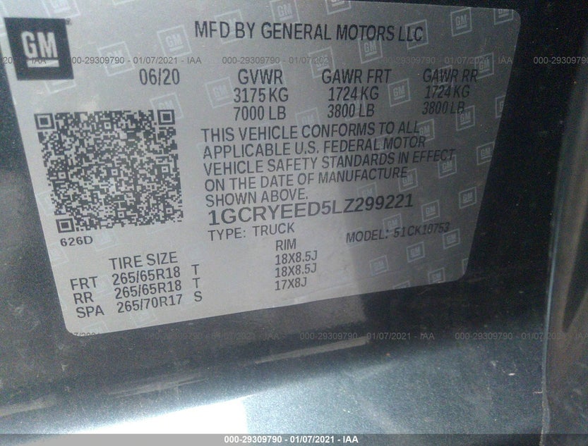 1GCRYEED5LZ299221
