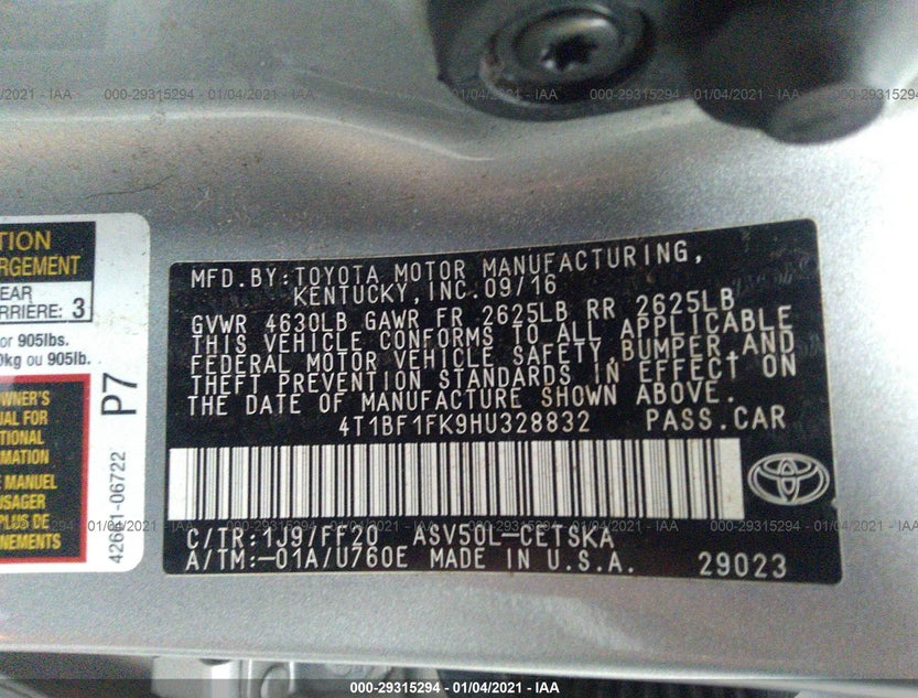 4T1BF1FK9HU328832