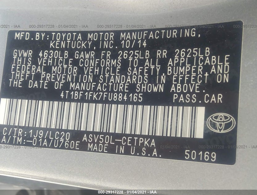 4T1BF1FK7FU884165
