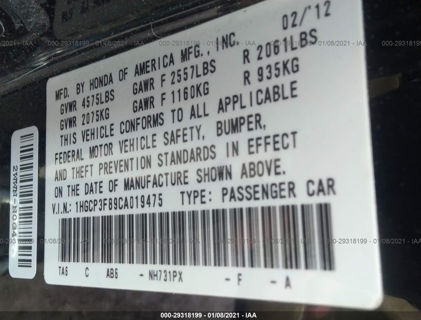 1HGCP3F89CA019475