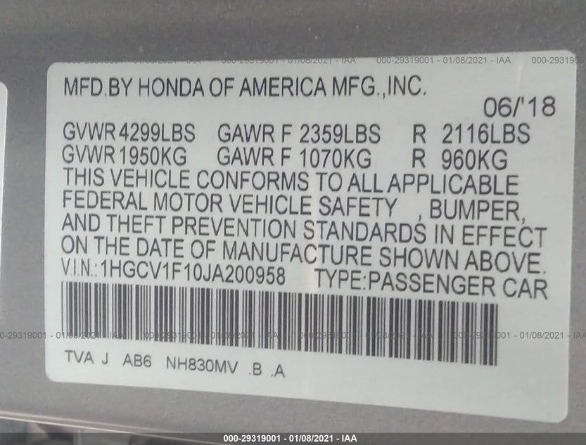 1HGCV1F10JA200958