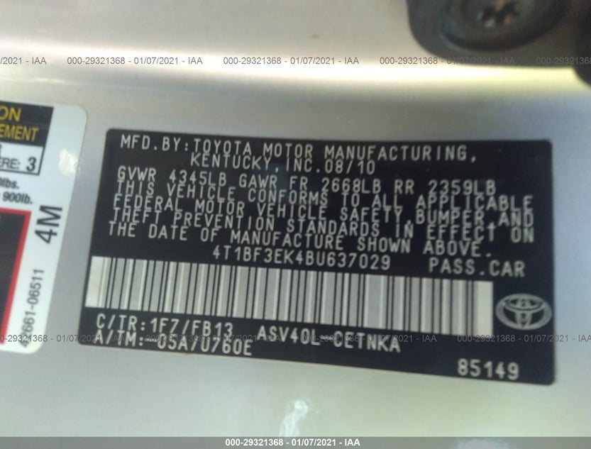 4T1BF3EK4BU637029
