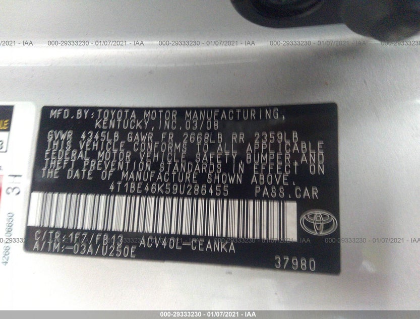 4T1BE46K59U286455