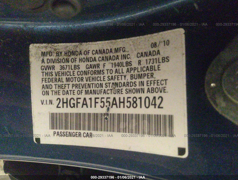 2HGFA1F55AH581042